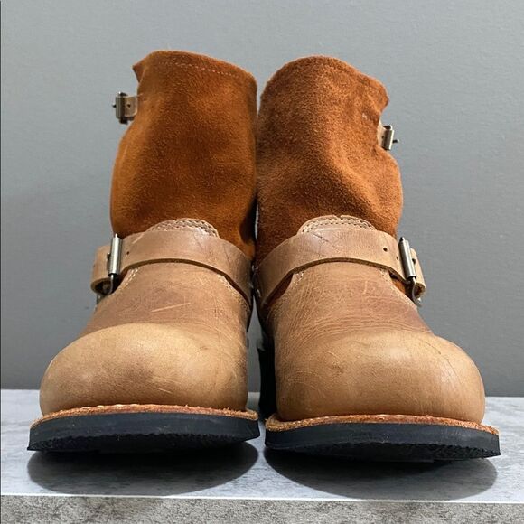 Brown Leather And Suede Ankle Boots with Buckles Size 7 - Picture 6 of 16
